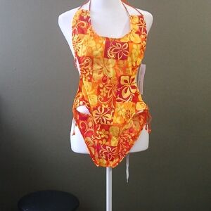 Vibrant Floral  Swimsuit - Yellow and Red